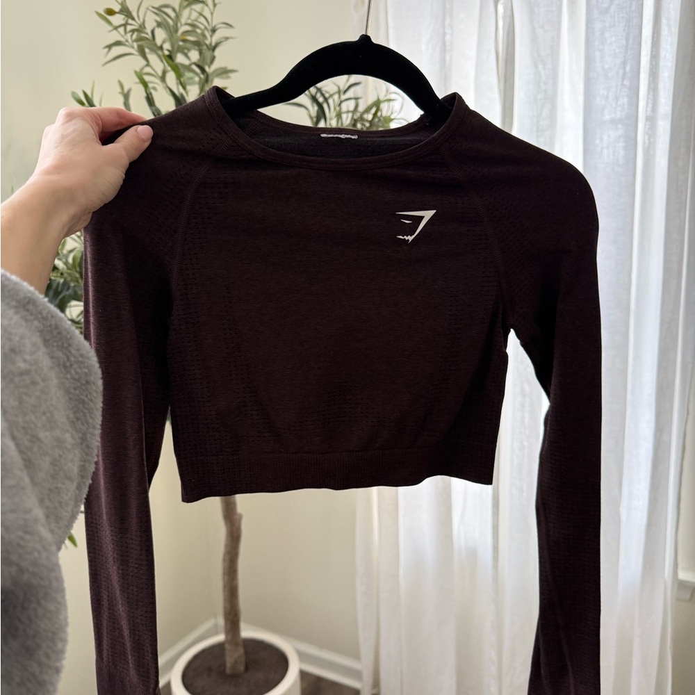 Gymshark Women's Dark Brown Long Sleeve Crop Top